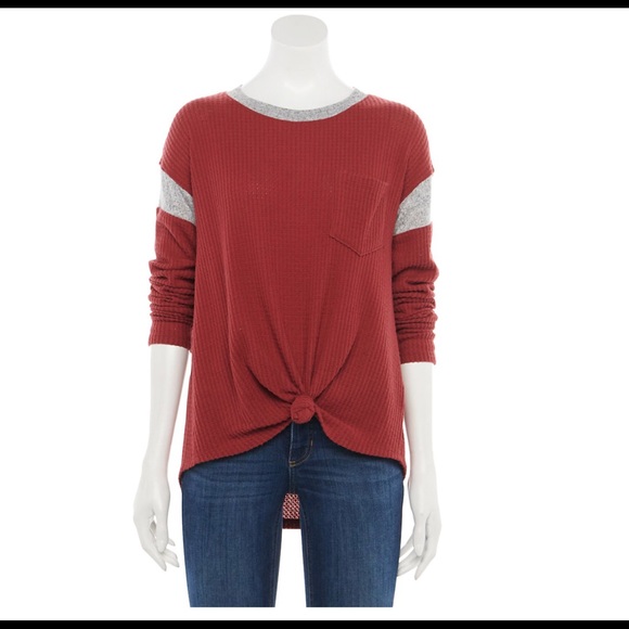 Kohl's Tops - Women SO Knot Front Waffle Knit Top